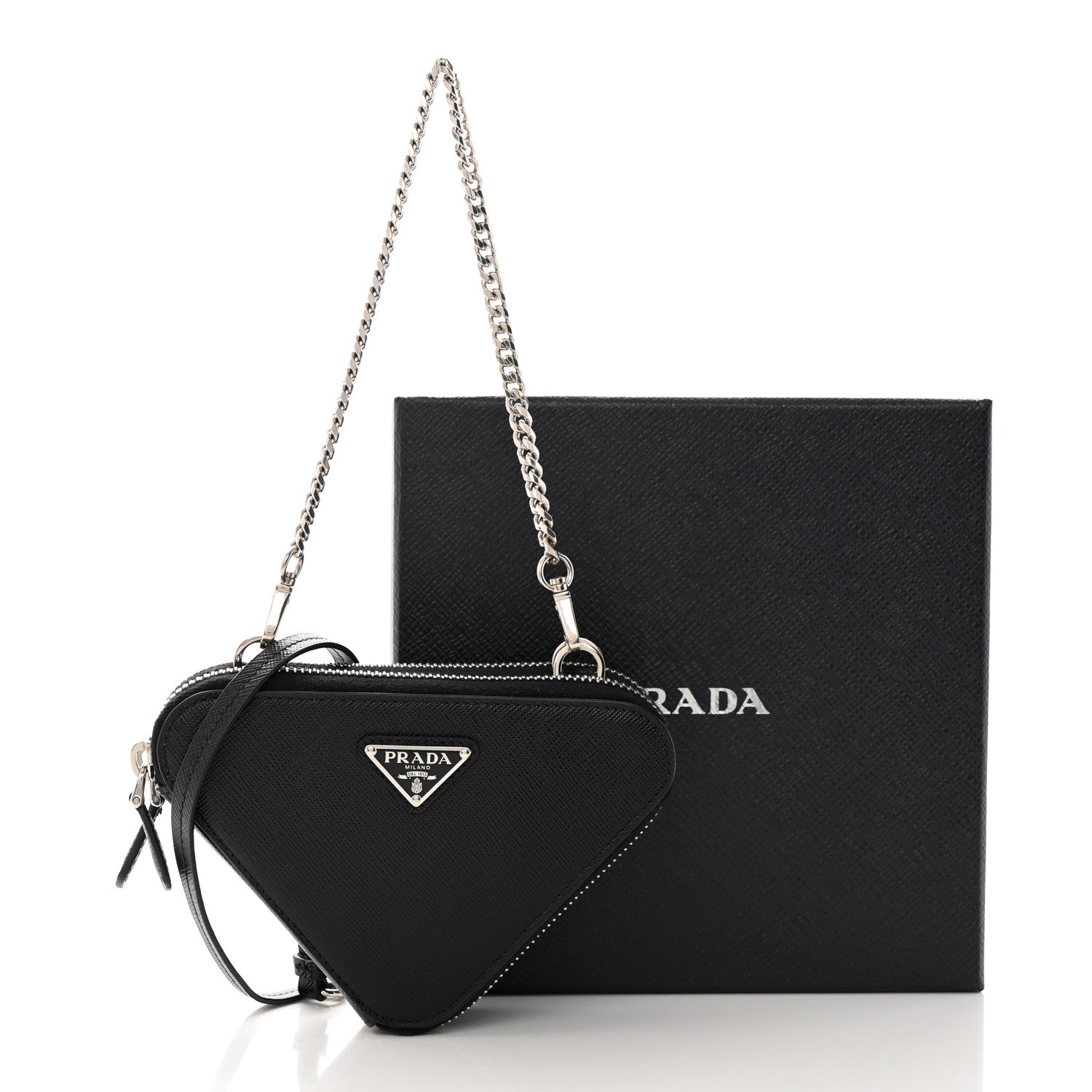 Prada Saffiano Mini Triangle Crossbody Pouch Black 15 of 15