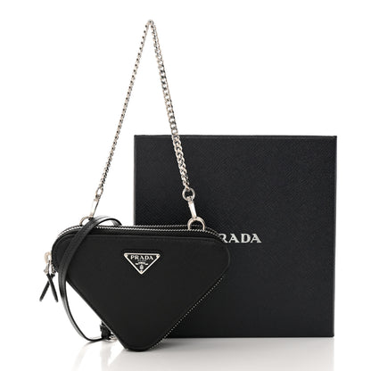 Prada Saffiano Mini Triangle Crossbody Pouch Black 15 of 15