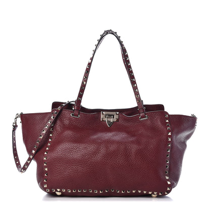 Valentino Garavani Pebbled Calfskin Medium Rockstud Tote Cremisi 1 of 12
