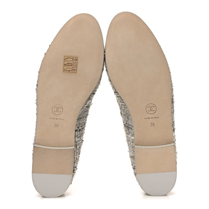 Chanel Tweed Lambskin Cap Toe Ballerina Flats 39 Grey Multicolor 7 of 10