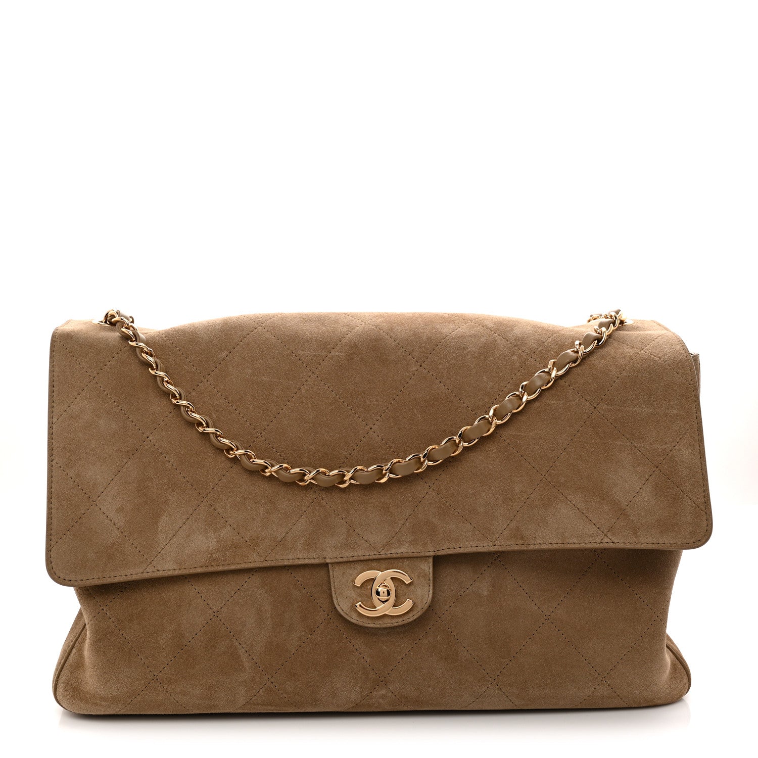 Chanel Suede Calfskin Souplissimo Maxi Flap Dark Beige 2 of 19