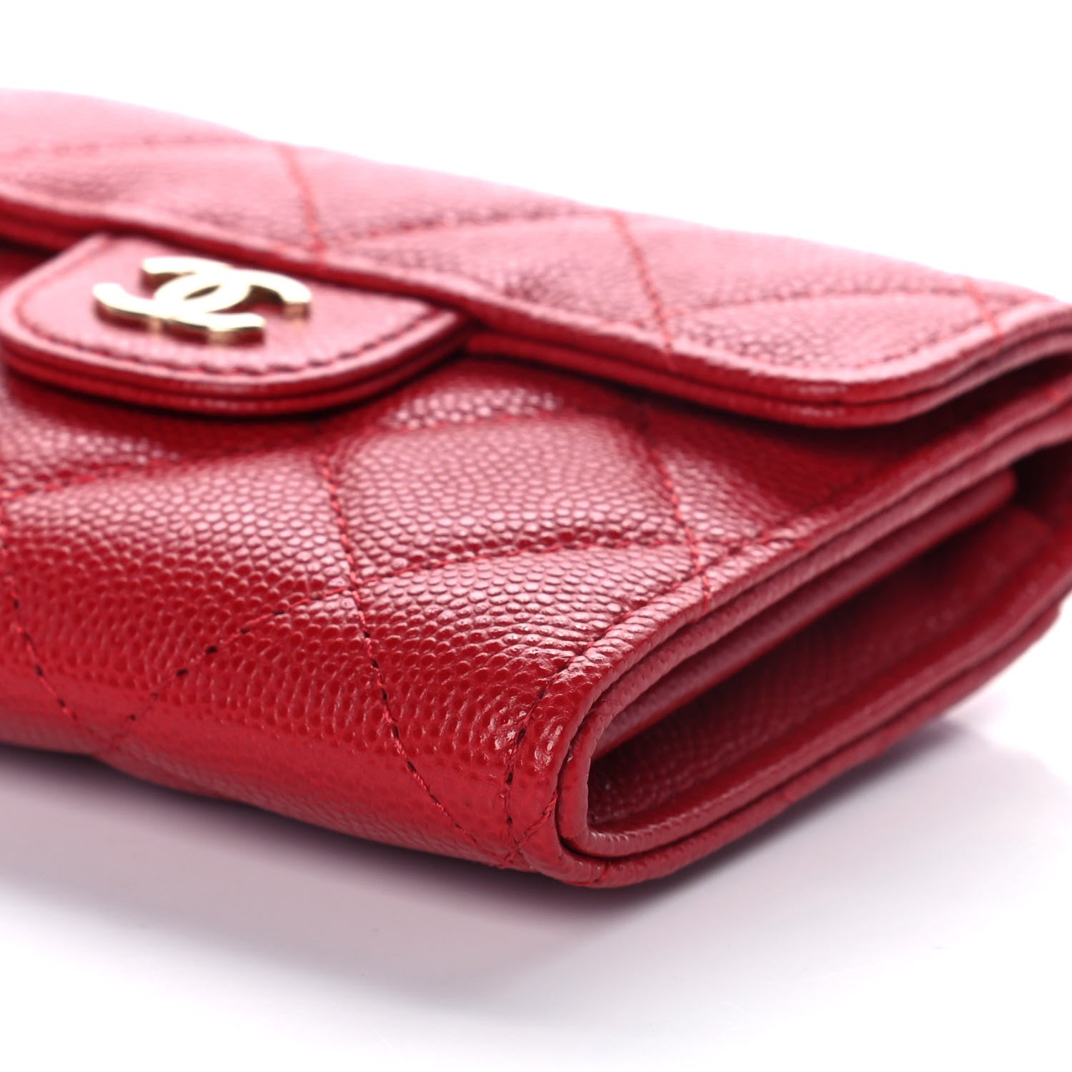 Chanel Caviar Quilted Flap Card Holder Wallet Red 9 of 10