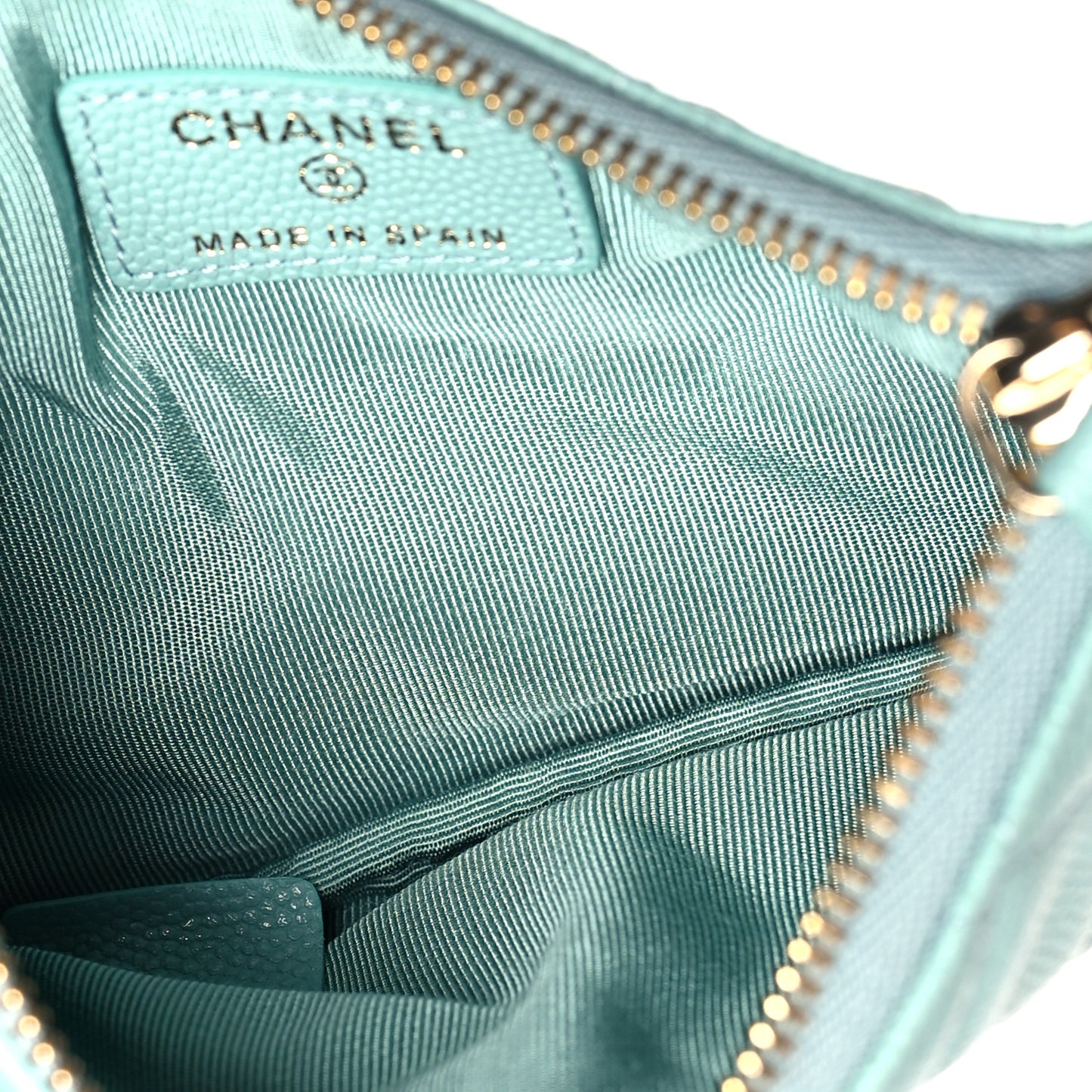 Caviar Quilted Small Cosmetic Case Light Blue