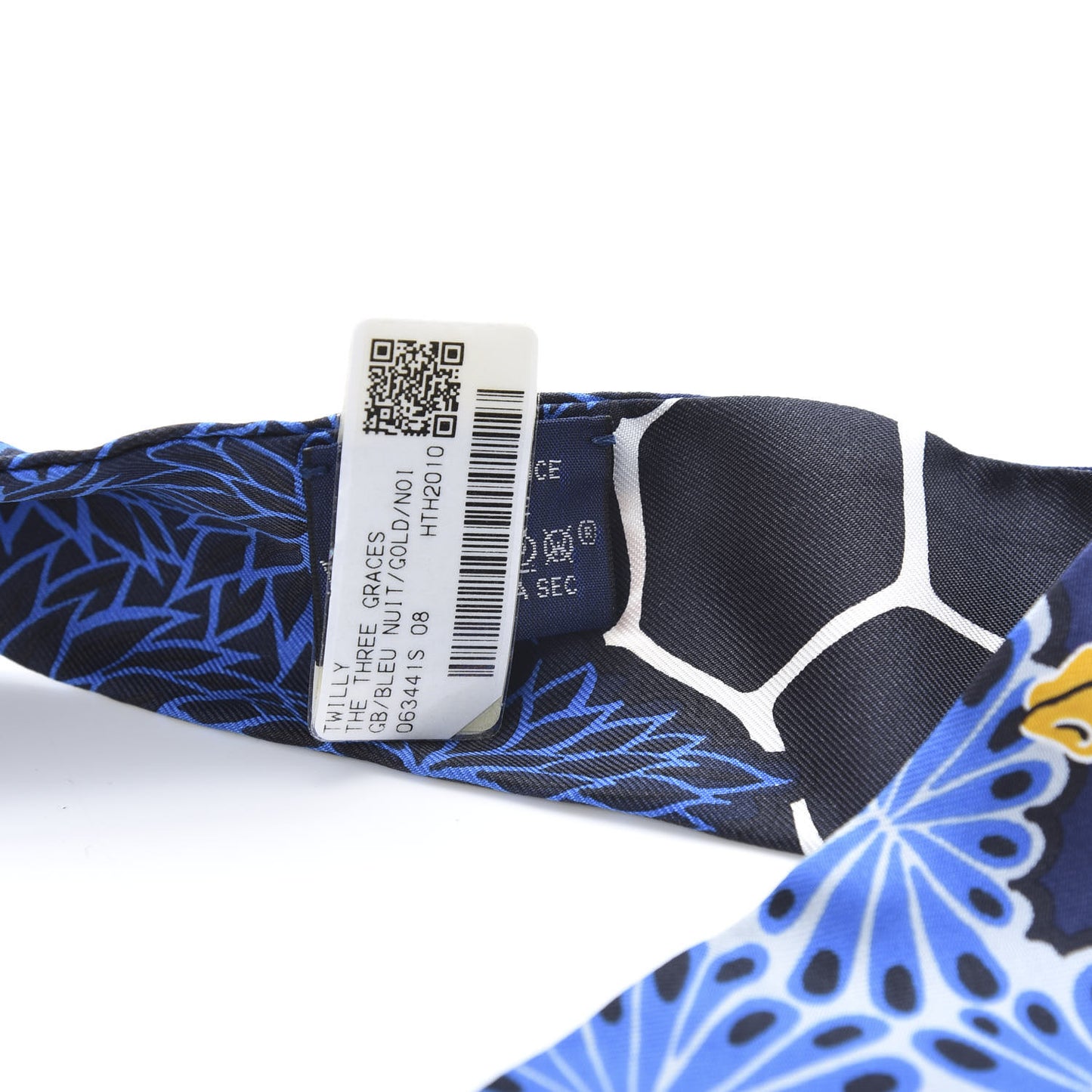 Silk The Three Graces Twilly Bleu Nuit Gold Black