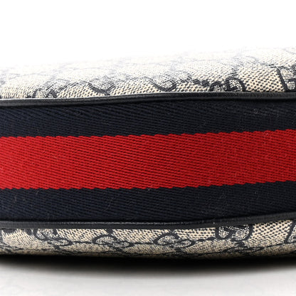Gucci GG Supreme Monogram Textured Calfskin Web Large Attache Shoulder Bag Beige Blue 9 of 11