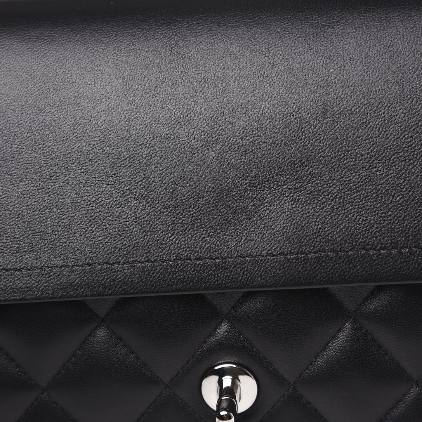 Lambskin Quilted Jumbo Double Flap Black
