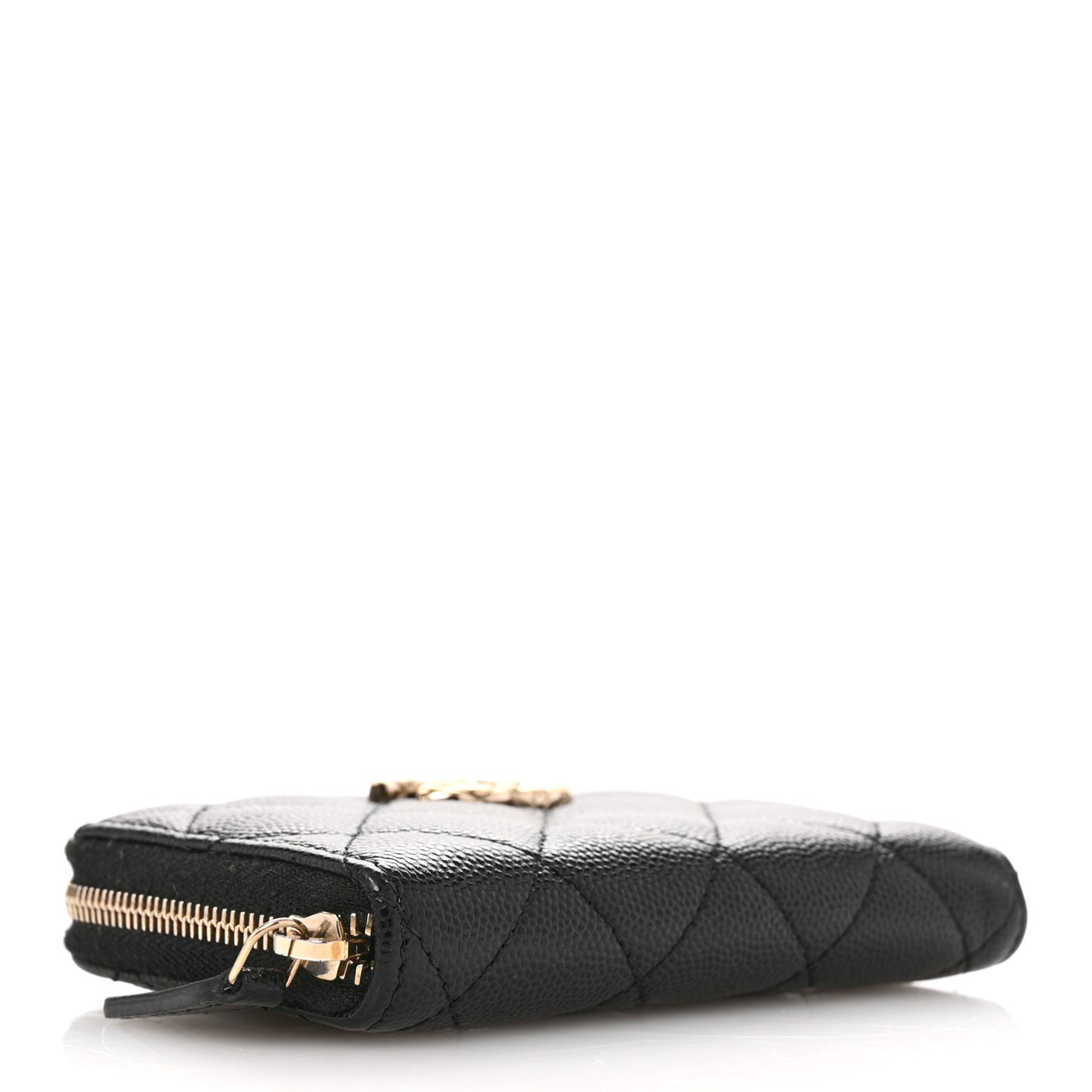 Caviar Quilted Zip Coin Purse Black