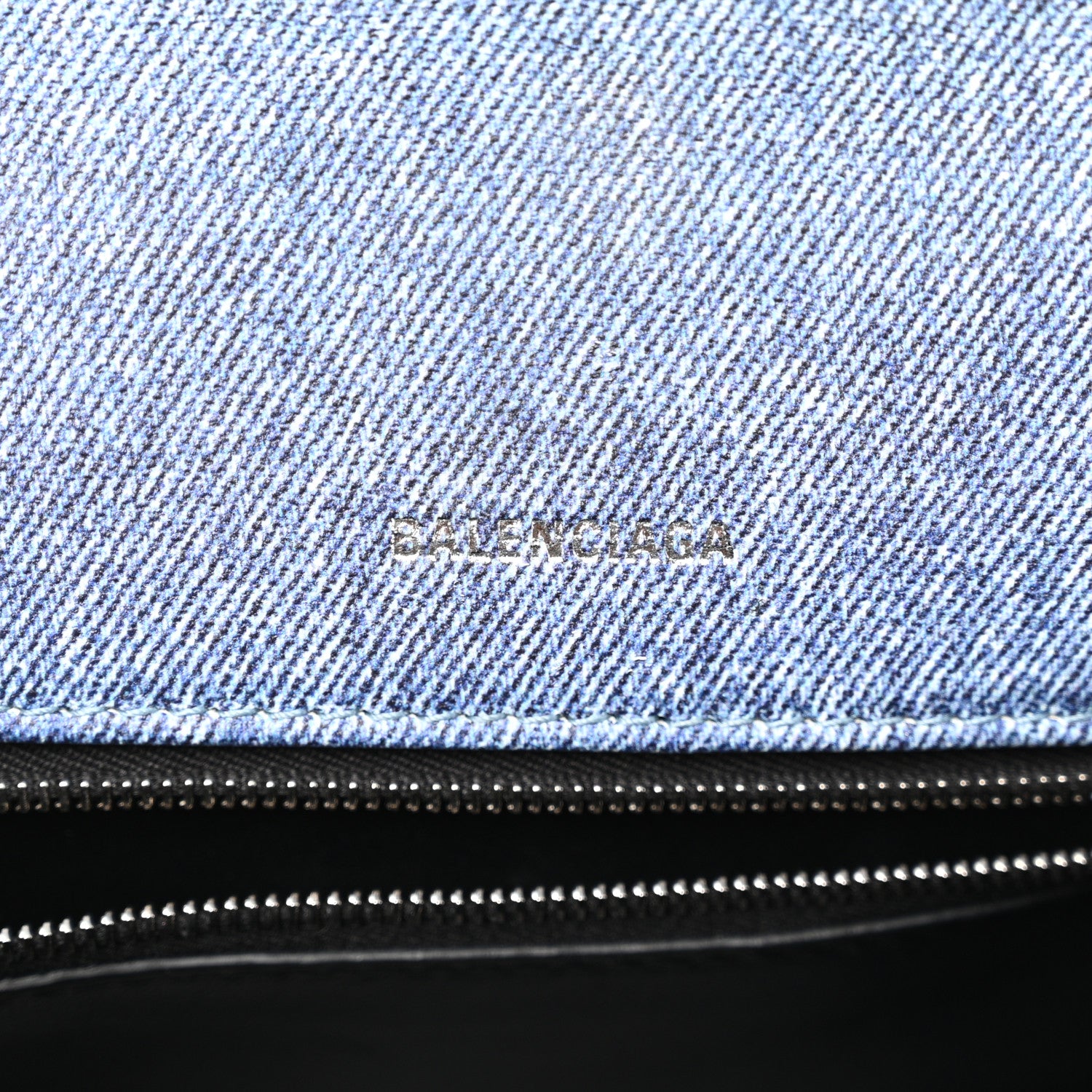 Balenciaga Nappa Denim Printed Small Hourglass Top Handle Bag Denim Blue 6 of 12