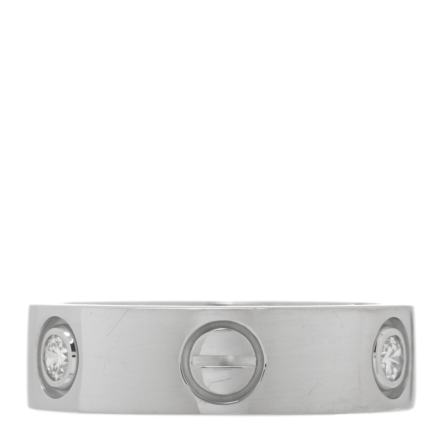 Cartier 18K White Gold 3 Diamond 5.5mm LOVE Ring 51 5.75 3 of 4