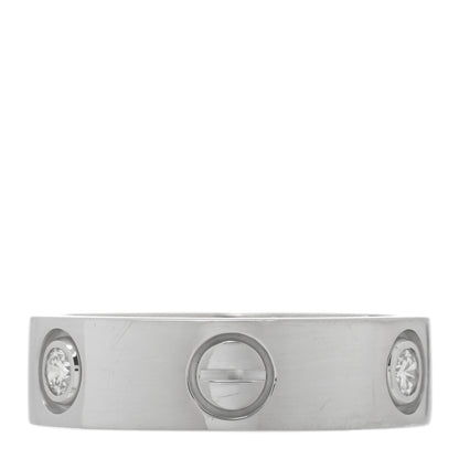 Cartier 18K White Gold 3 Diamond 5.5mm LOVE Ring 51 5.75 3 of 4