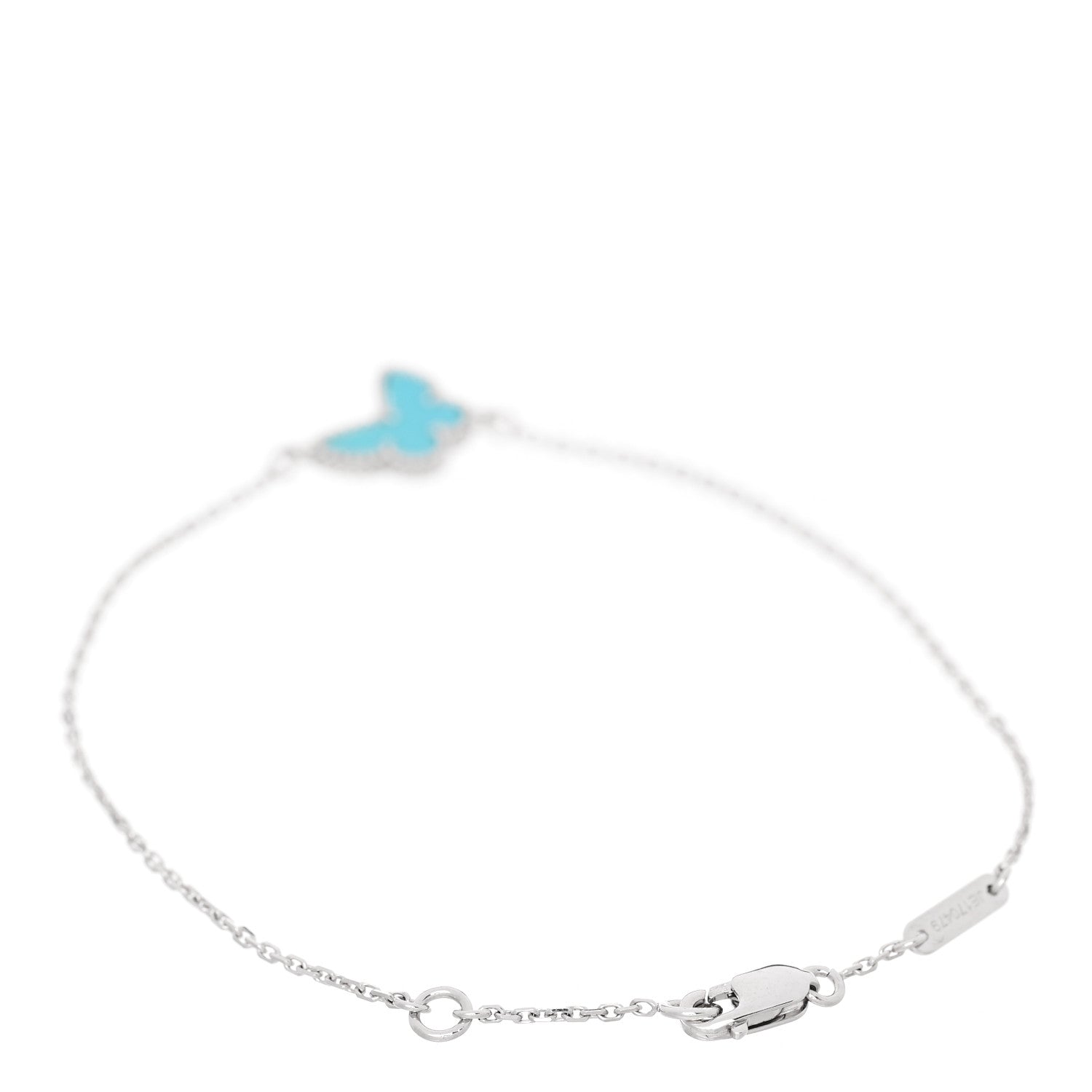 Van Cleef & Arpels 18K White Gold Turquoise Sweet Alhambra Butterfly Bracelet 2 of 4