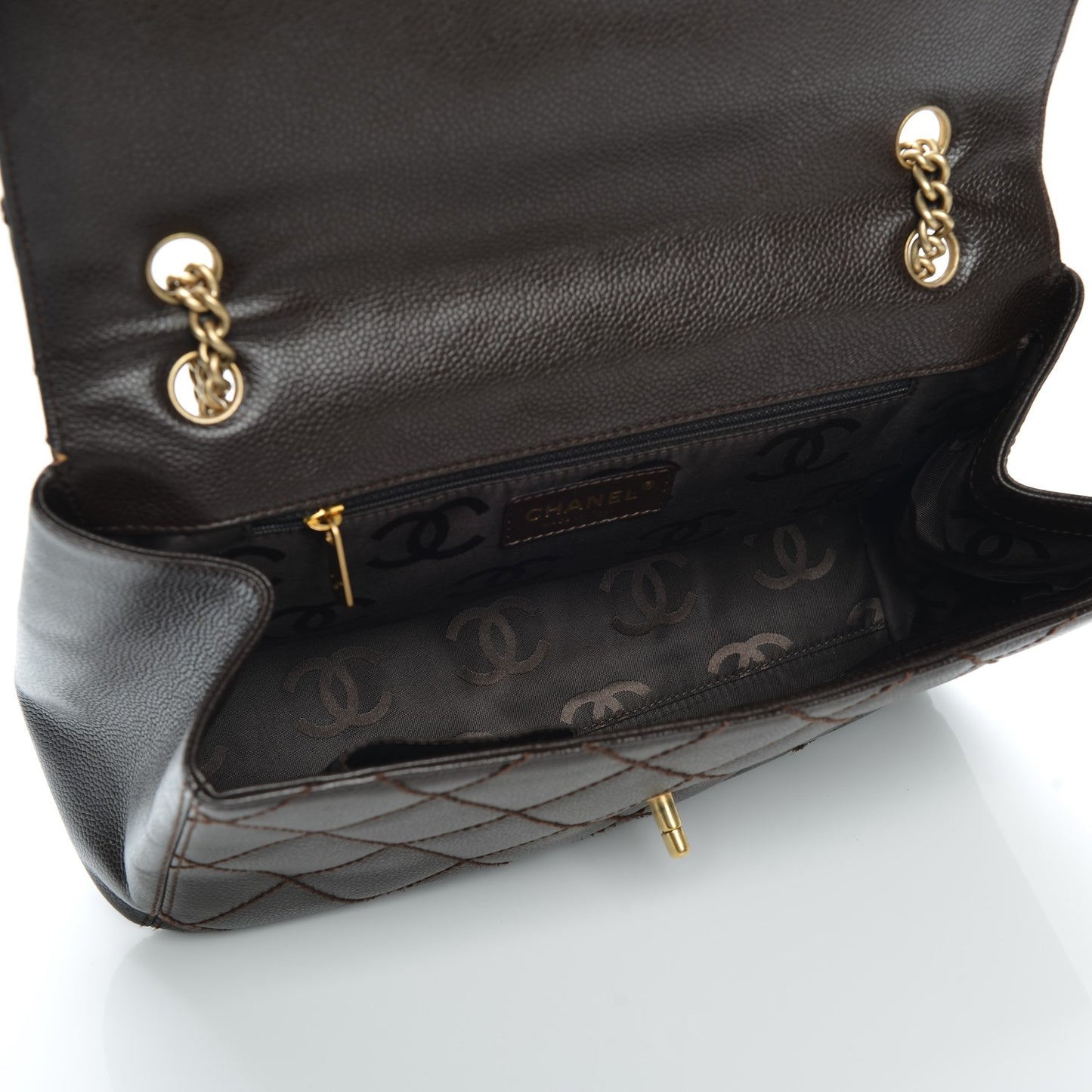 Caviar Quilted Jumbo Single Flap Brown