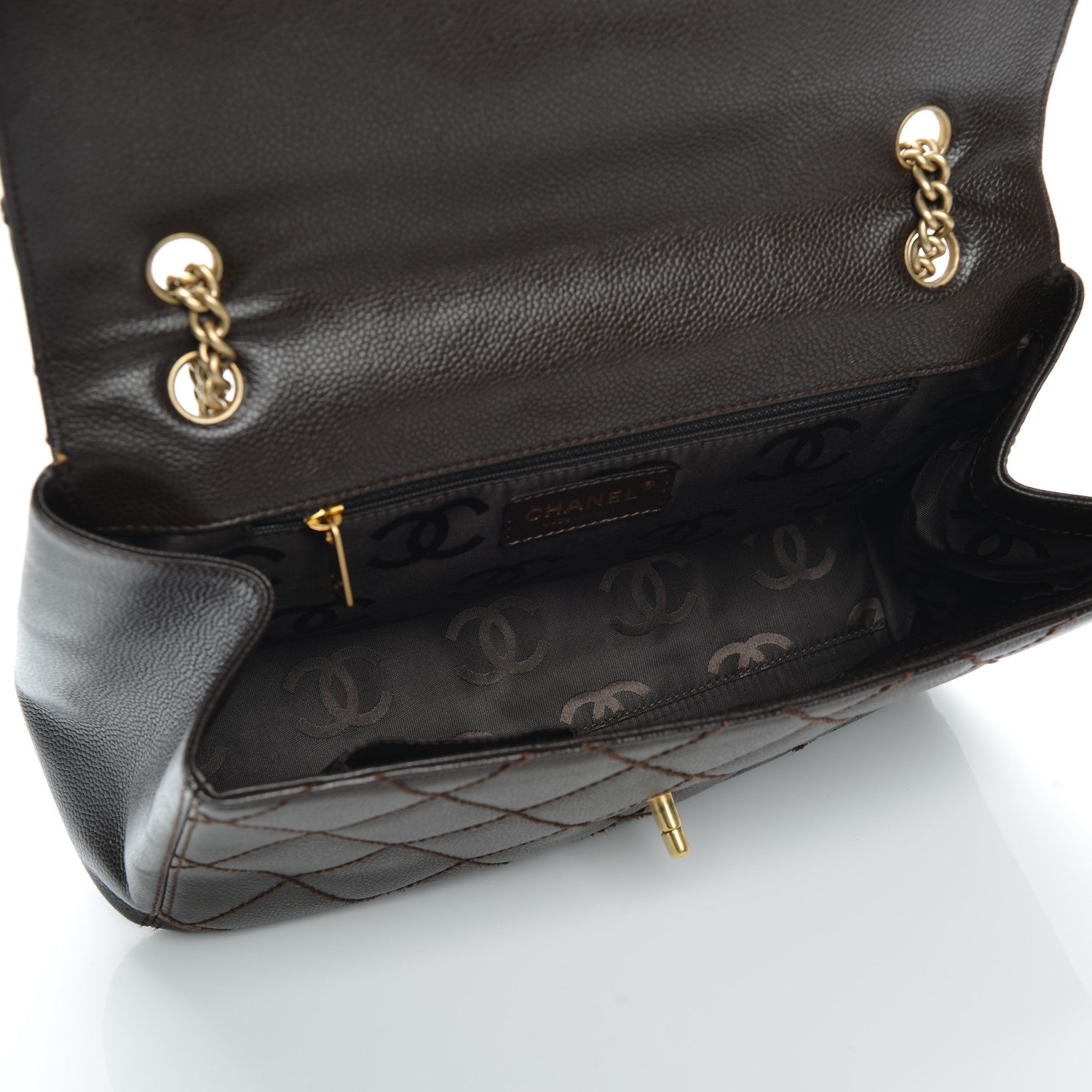 Chanel Caviar Quilted Jumbo Single Flap Brown 5 of 10