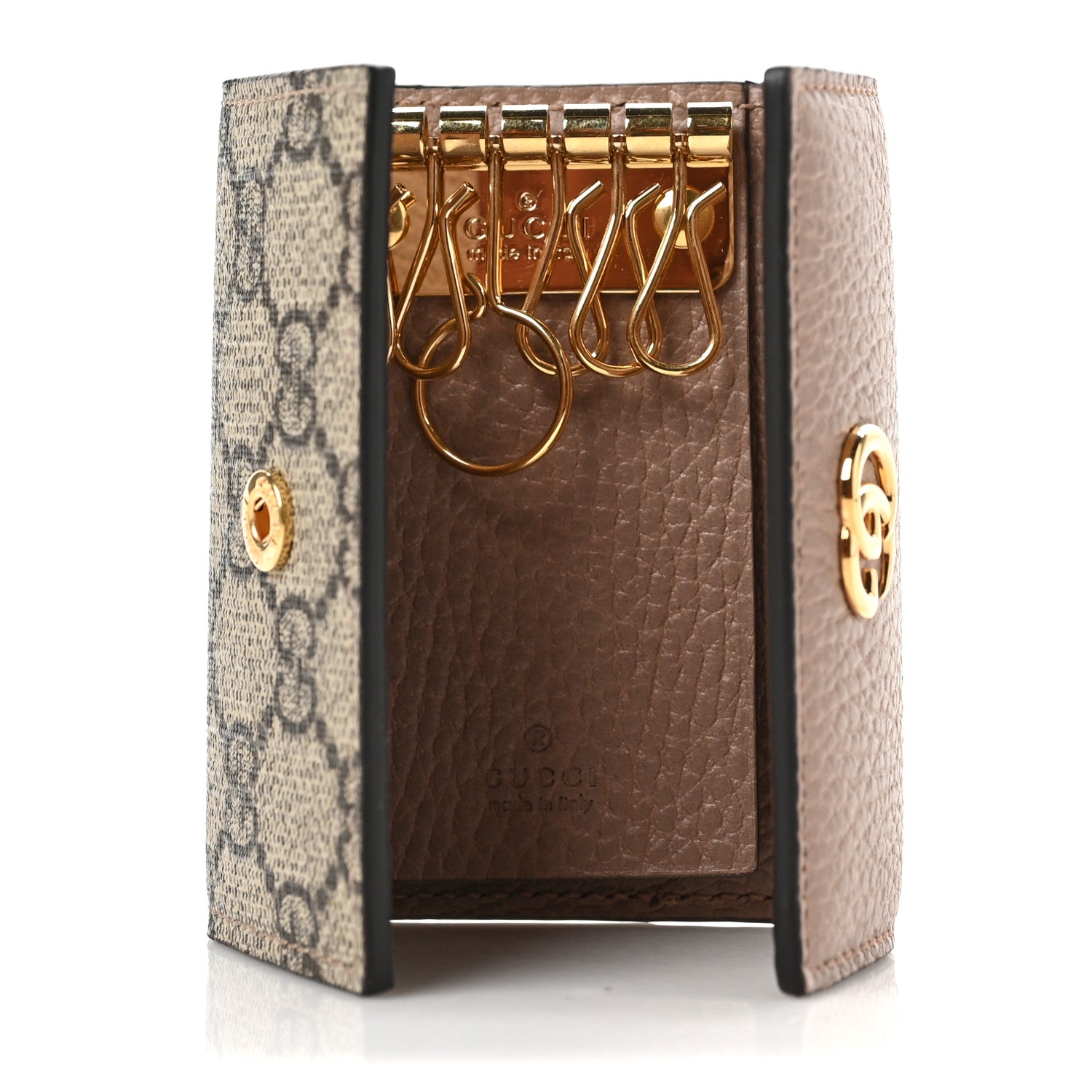 Gucci Dollar Calfskin GG Supreme Monogram GG Marmont 6 Key Holder Case Porcelain Rose Beige Ebony 5 of 6