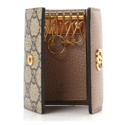 Gucci Dollar Calfskin GG Supreme Monogram GG Marmont 6 Key Holder Case Porcelain Rose Beige Ebony 5 of 6