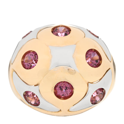 Bulgari 18K Yellow White Gold Garnet Roma Bombé Cocktail Ring 51 5.75 1 of 7