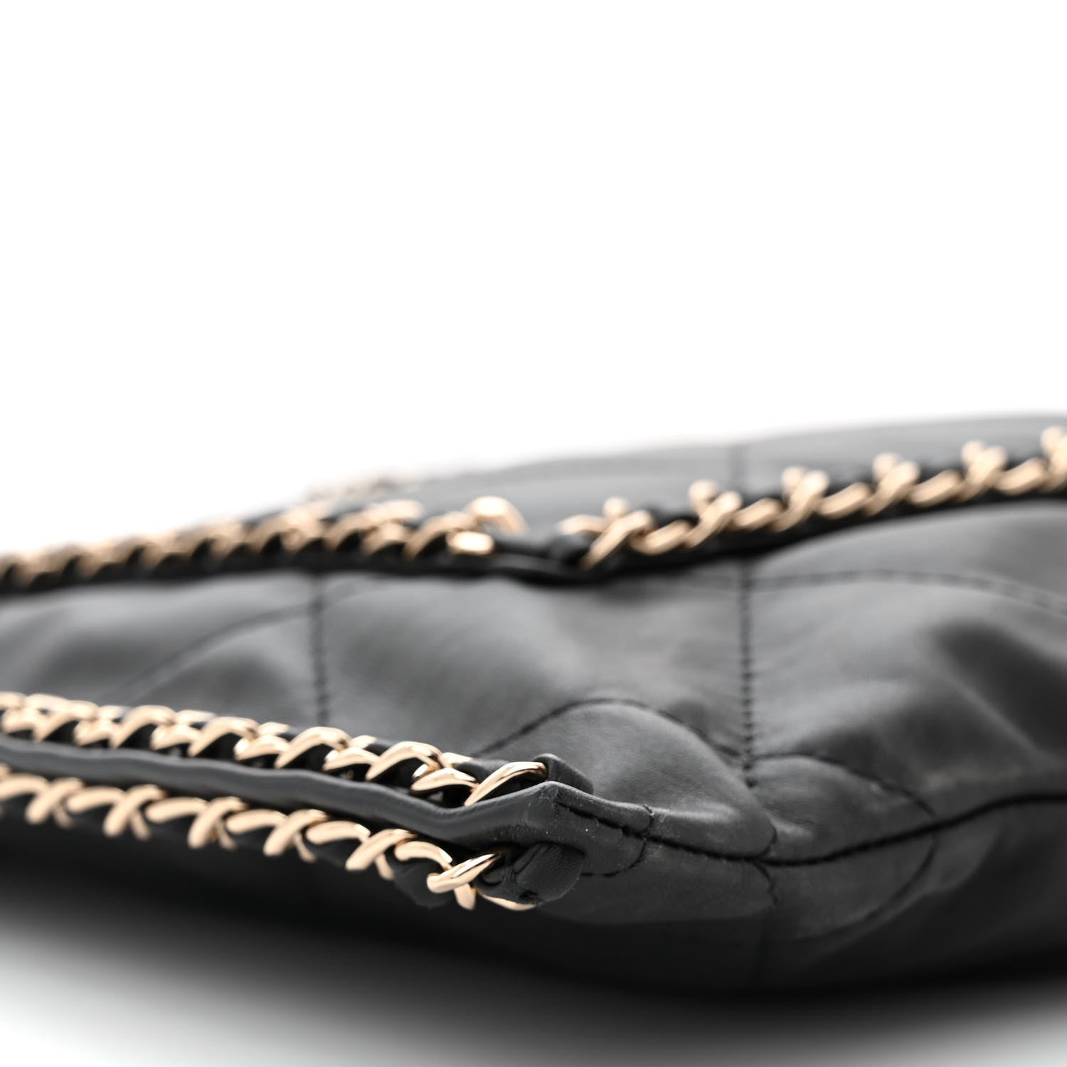 Chanel Calfskin Quilted Chain Flat Tote Black 9 of 10