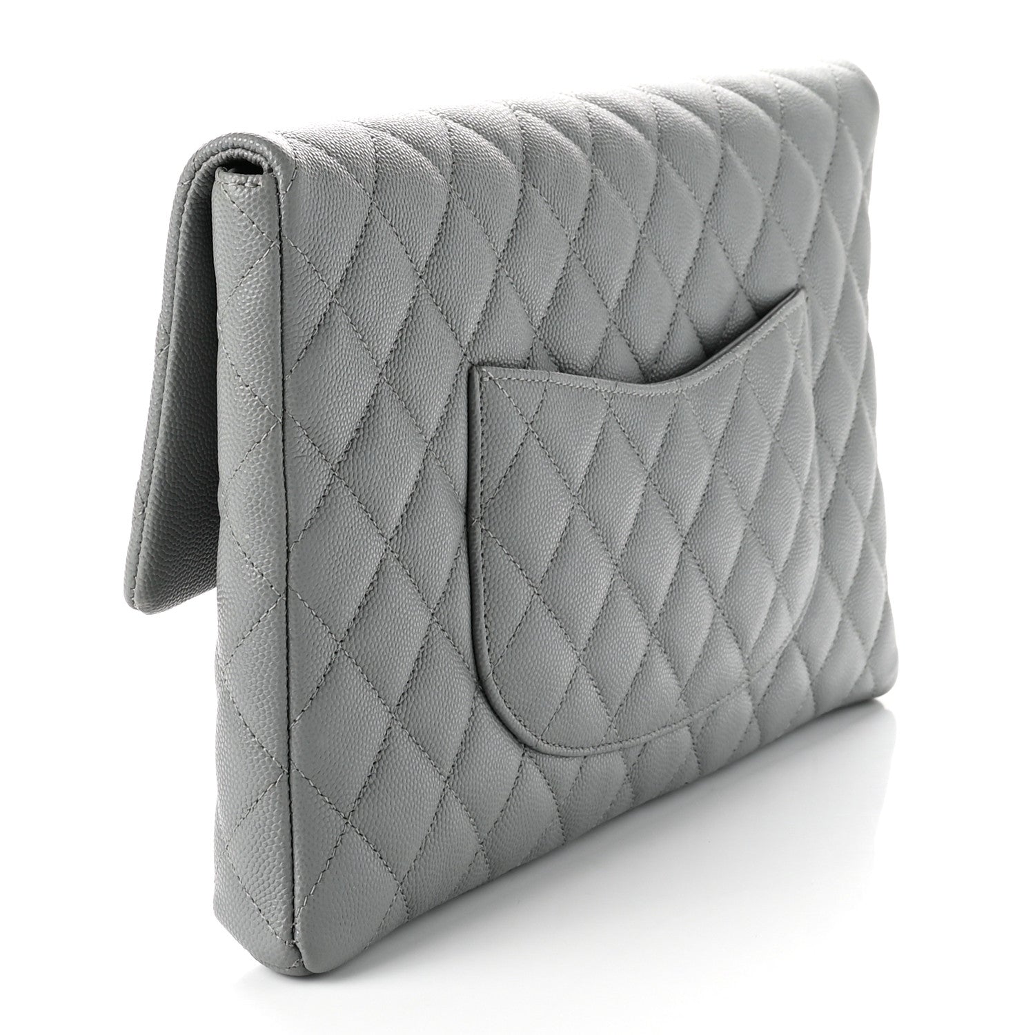 Chanel Caviar Quilted Flap Clutch Grey 3 of 7