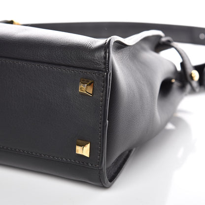 Fendi Vitello Seta Gold Studded Medium Peekaboo Iconic Satchel Black 9 of 11