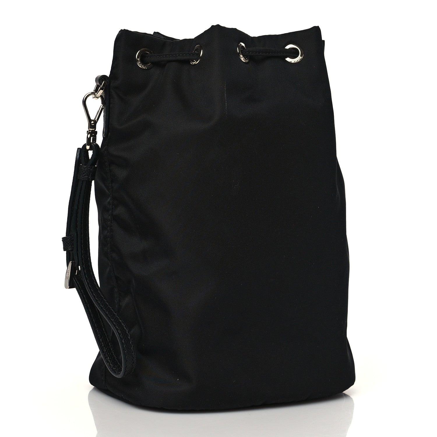 Prada Saffiano Tessuto Nylon Vela Bucket Wristlet Black 3 of 10
