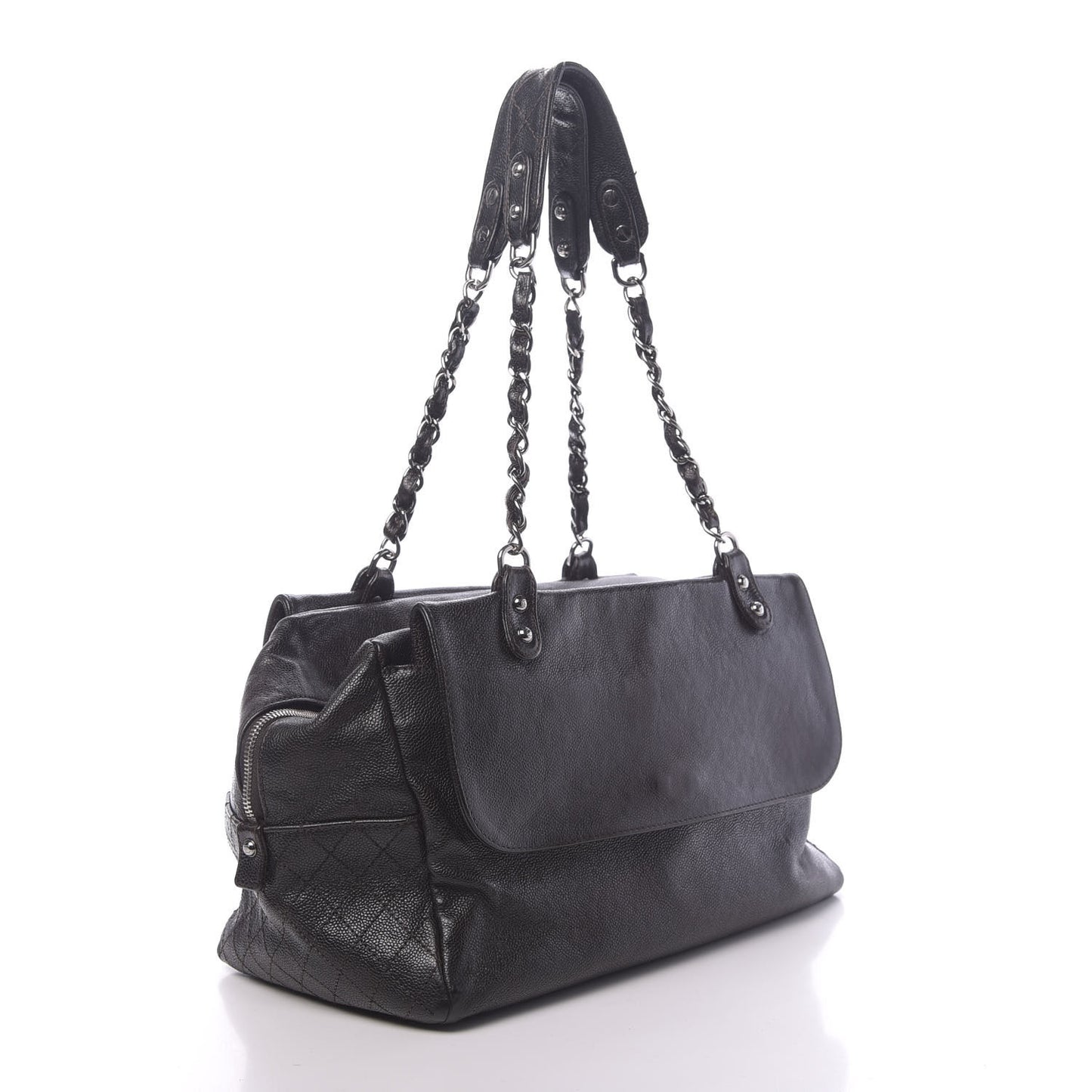Glazed Caviar Pocket In The City Tote Brown