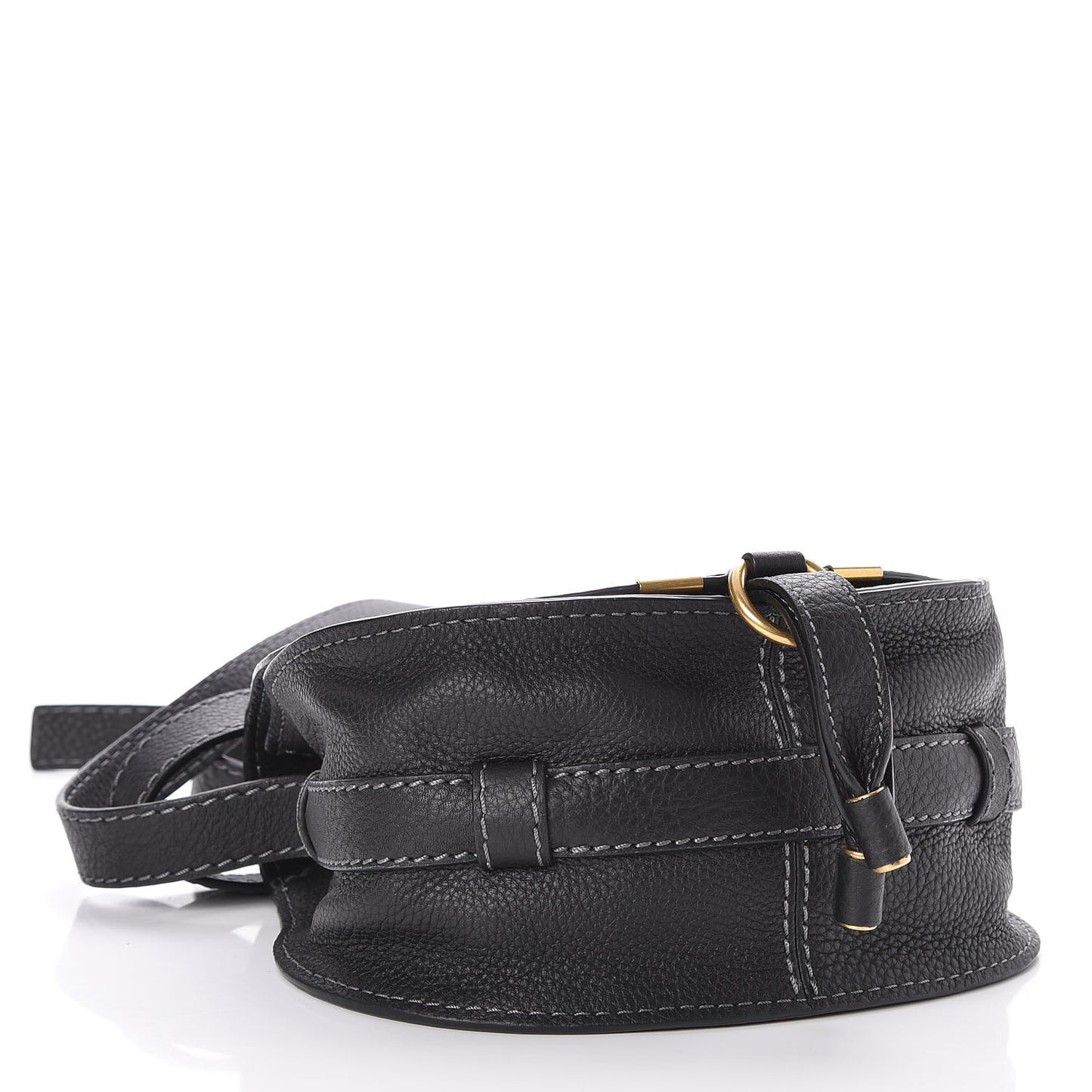 Calfskin Mini Marcie Round Crossbody Bag Black