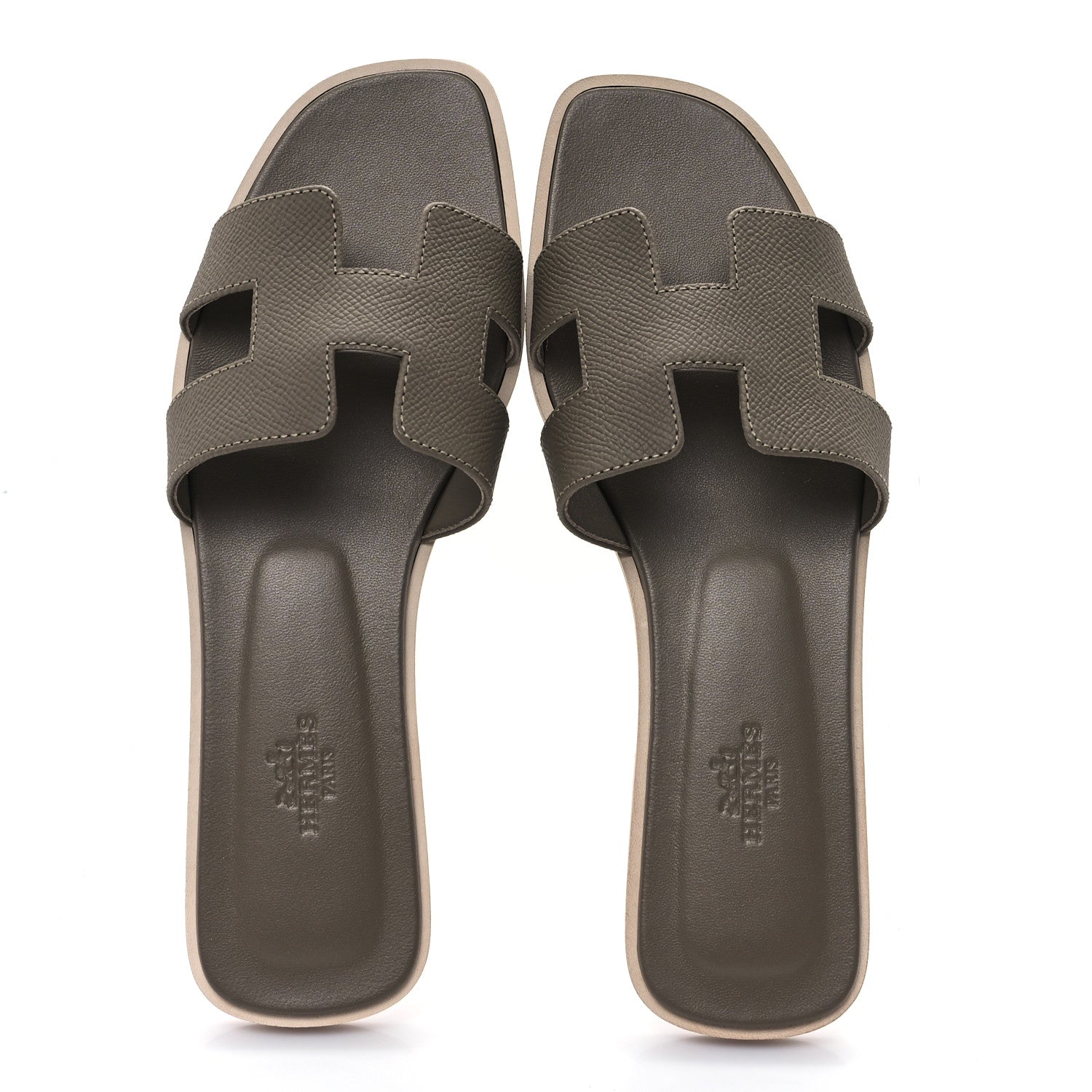 HERMES エルメス　オラン　エトープ Hermes Epsom Oran Sandals 39 Etoupe 1661824 – FASHIONPHILE
