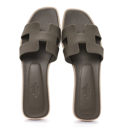 Hermes Epsom Oran Sandals 39 Etoupe 2 of 10