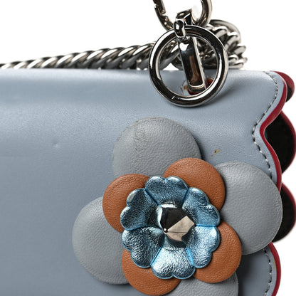 Fendi Vitello Liberty Lucido Flowerland Scalloped Studded Kan I Shoulder Bag Azzurro Polvere Multicolor 9 of 9