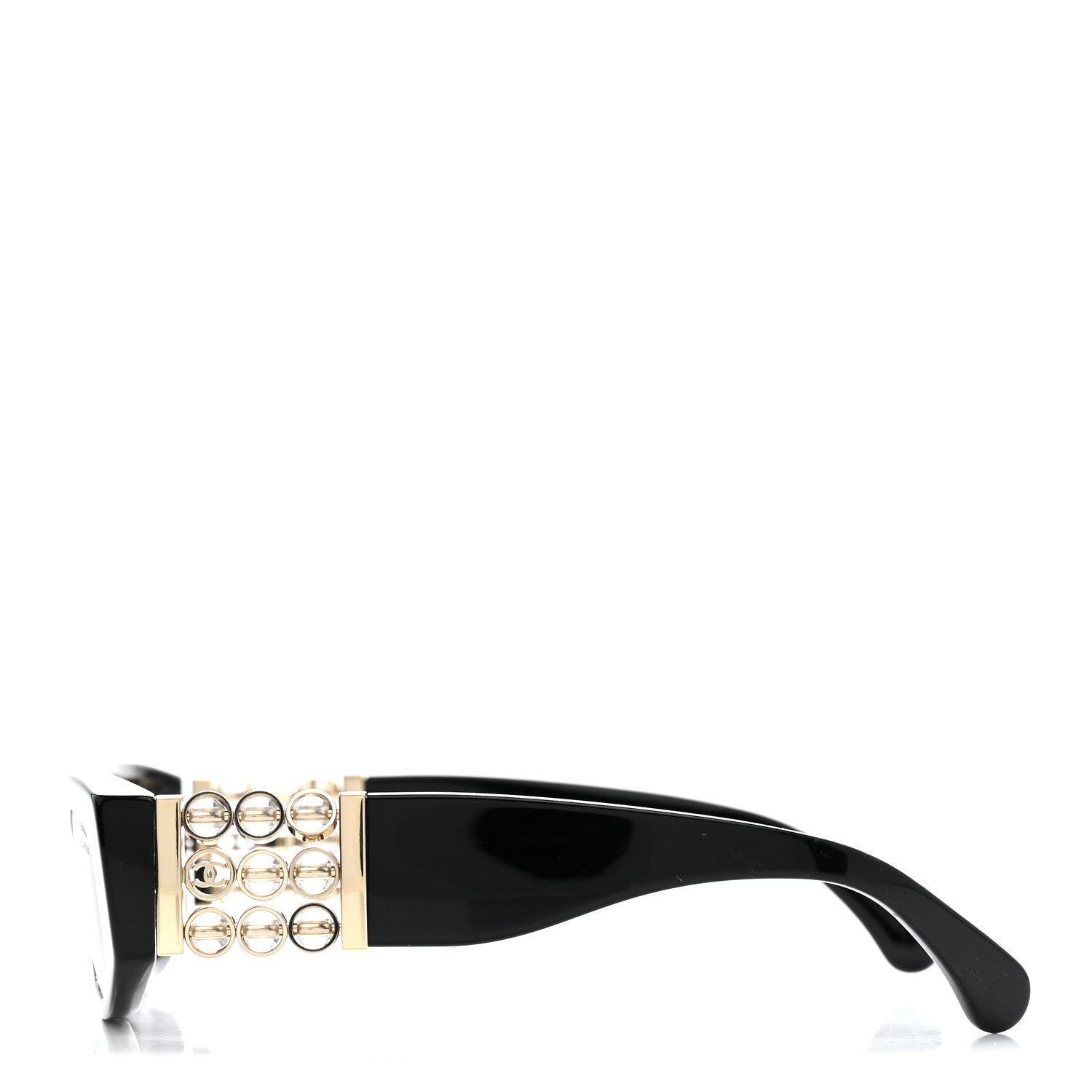 Chanel Acetate Glass Pearl Polarized Oval Sunglasses 5544 Black 3 of 8