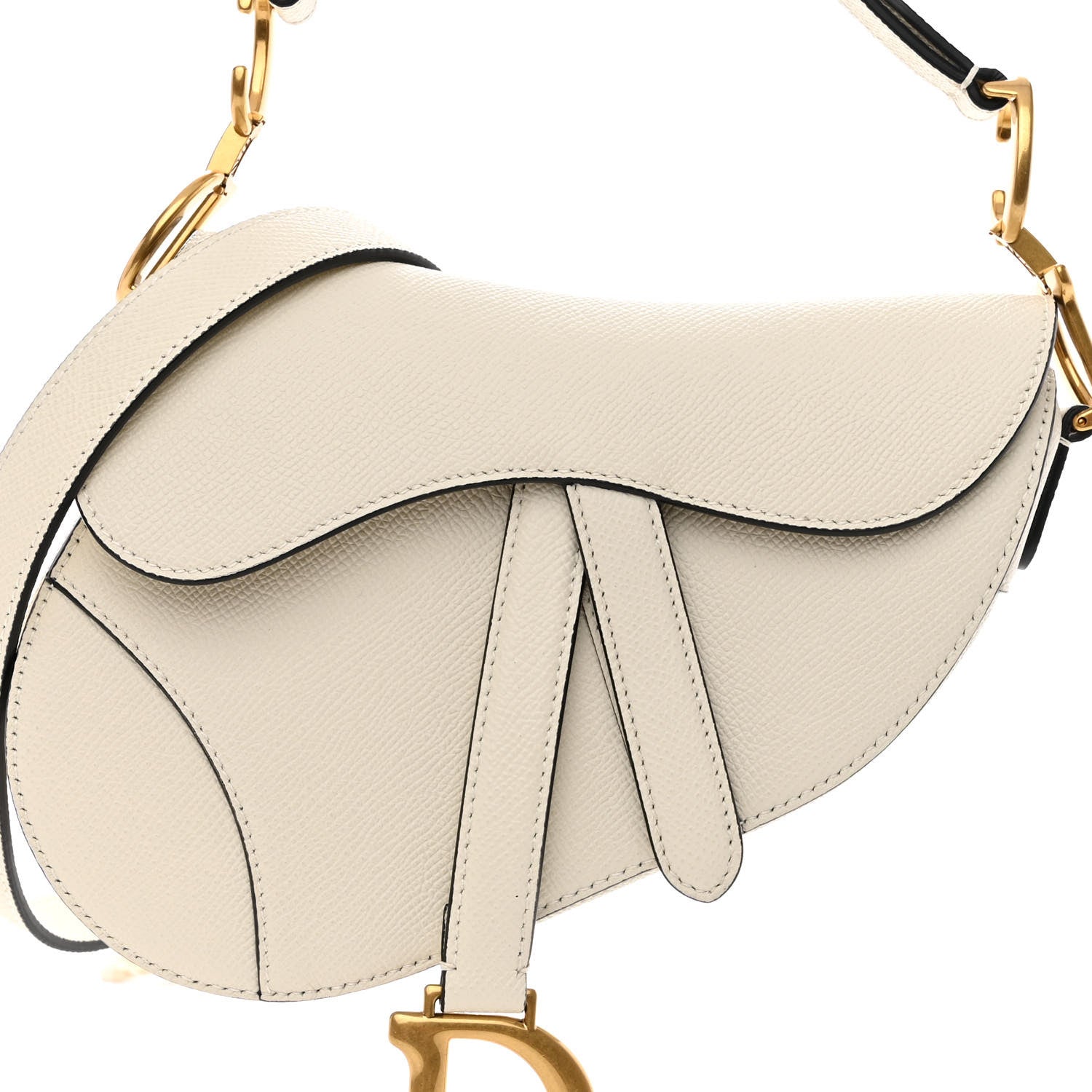 Christian Dior Grained Calfskin Mini Saddle Bag With Strap White 7 of 9