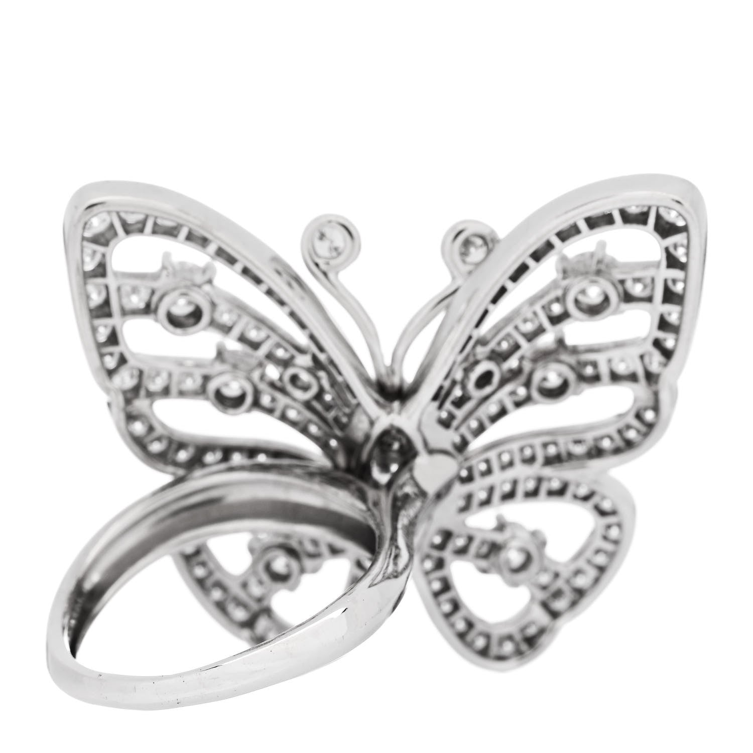 Van Cleef & Arpels 18K White Gold Diamond Flying Butterfly Ring 52 6 4 of 6