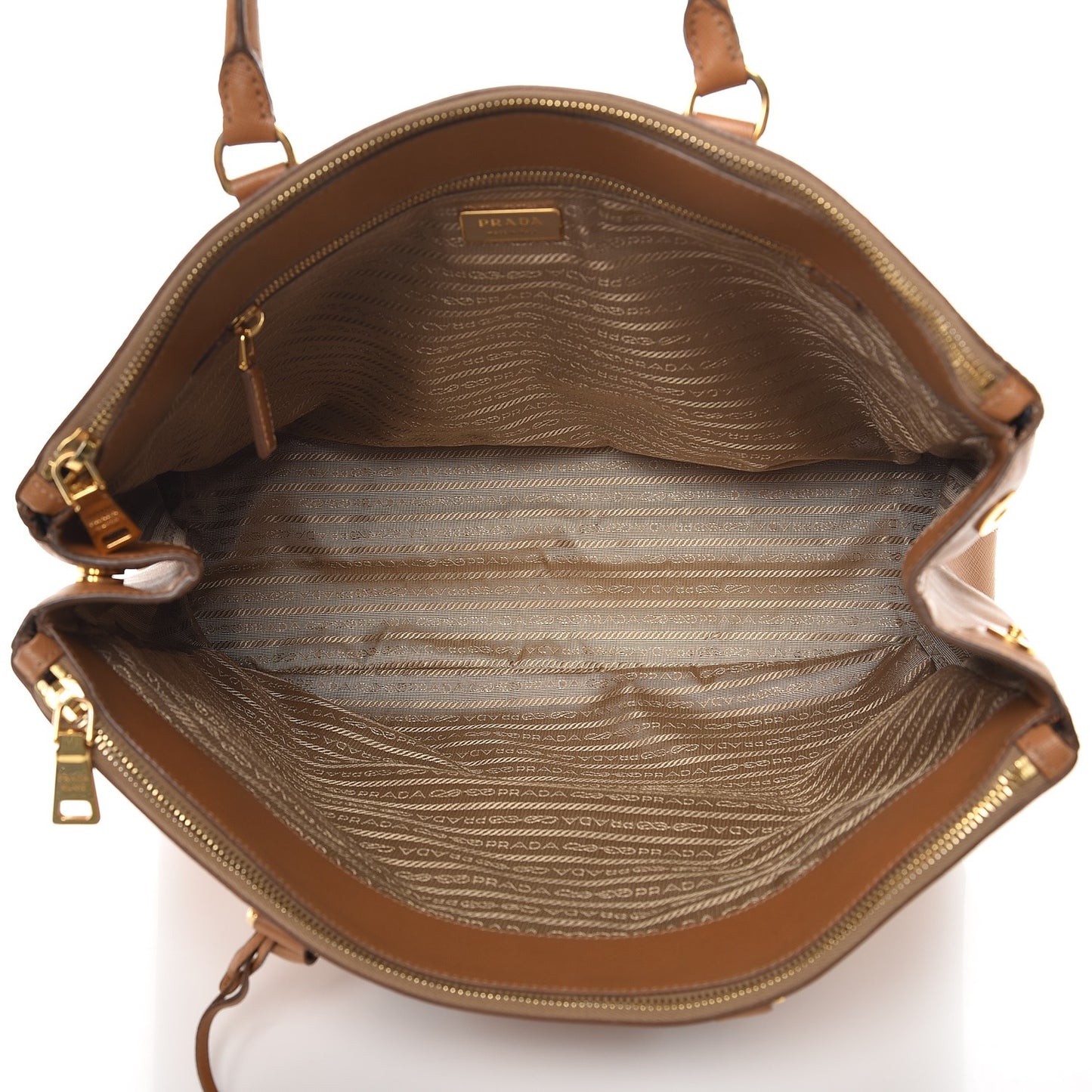 Saffiano Large Galleria Double Zip Tote Caramel