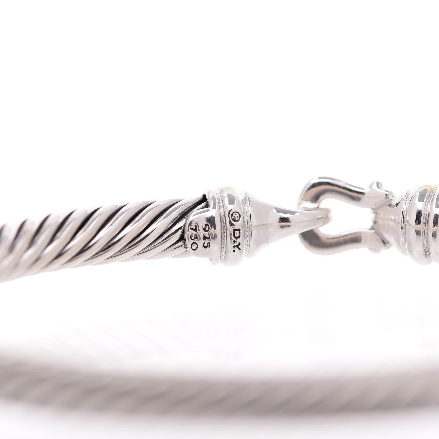 David Yurman Sterling Silver 18K Yellow Gold 5mm Cable Classic Buckle Bracelet 4 of 4