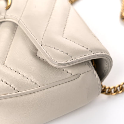 Gucci Calfskin Matelasse Super Mini GG Marmont Shoulder Bag White 17 of 19