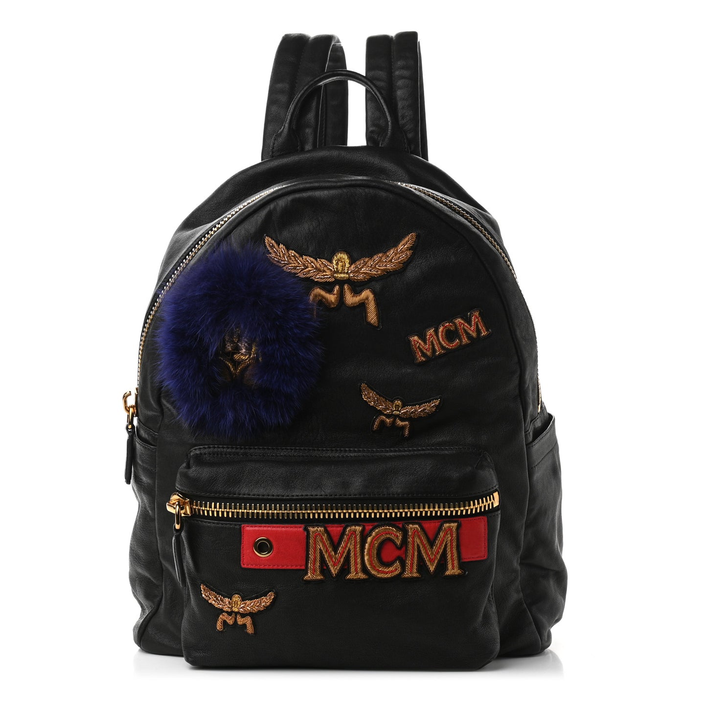 Lambskin Fox Fur Medium Stark Insignia Backpack Black