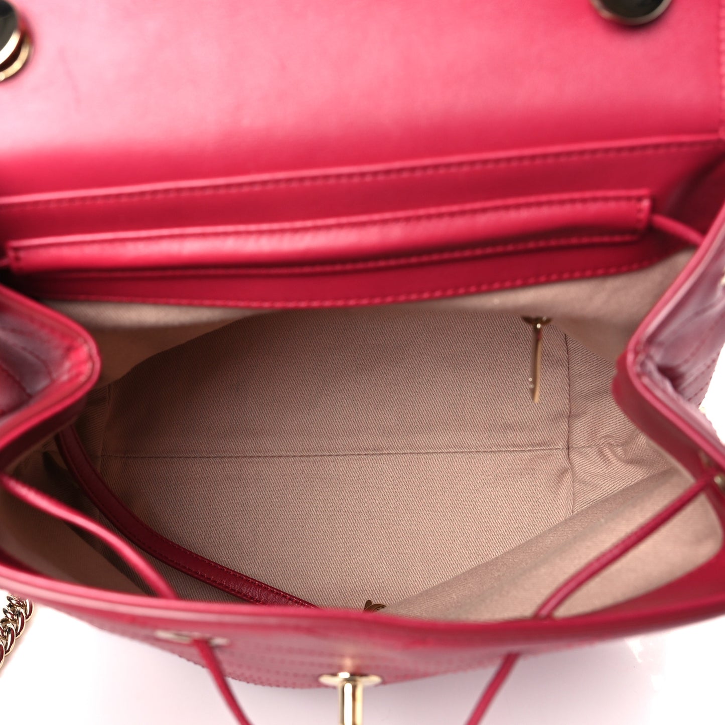 Calfskin Chevron Stitched Coco Backpack Dark Pink