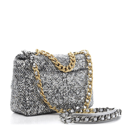 Chanel Sequin Quilted Medium 19 Flap Silver 3 of 11