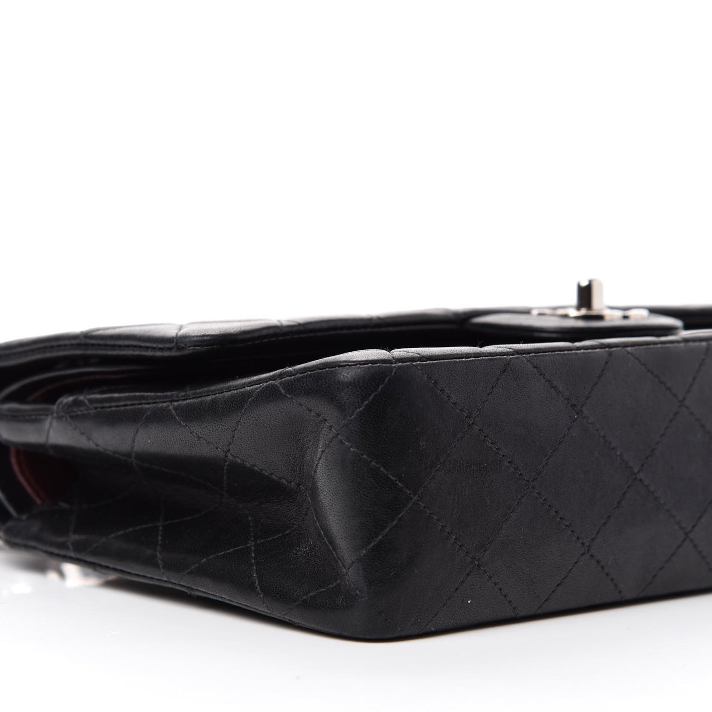 Lambskin Quilted Medium Double Flap Black