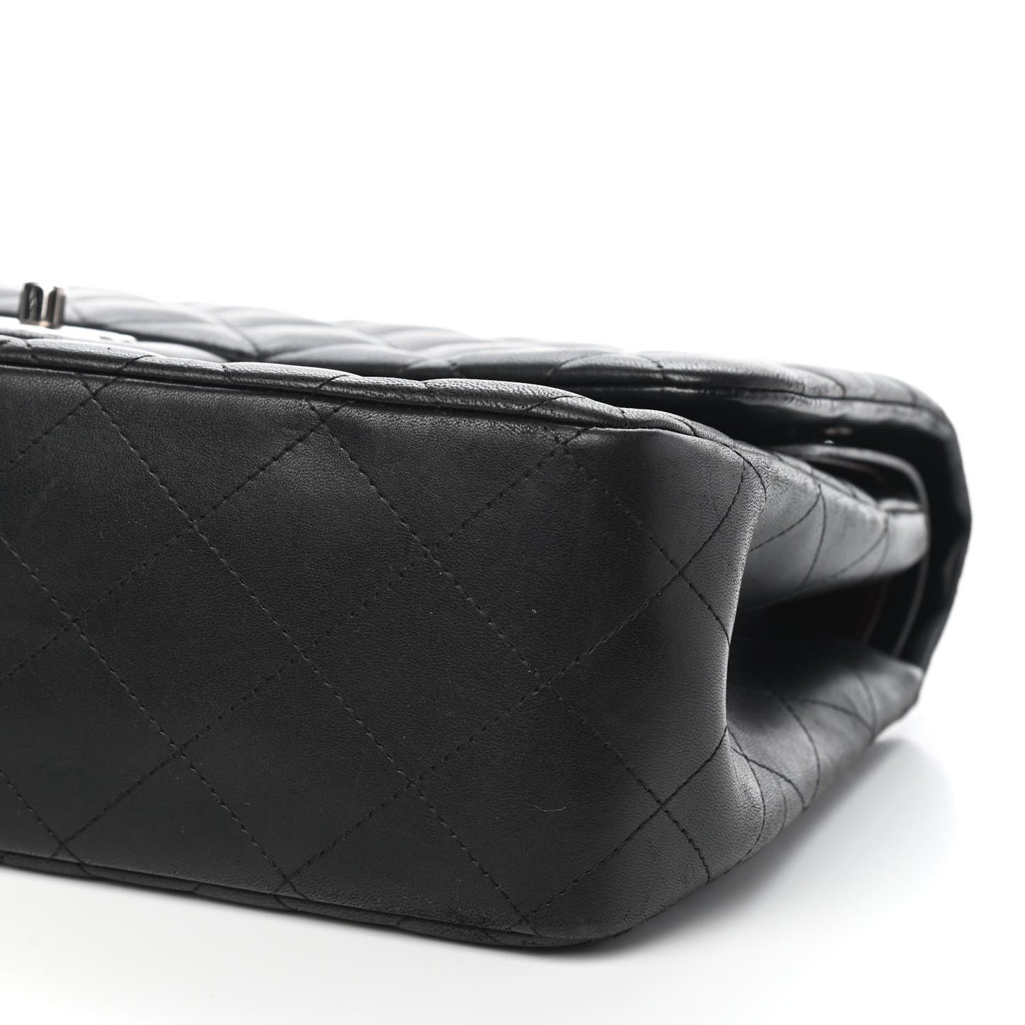 Lambskin Quilted Jumbo Double Flap Black