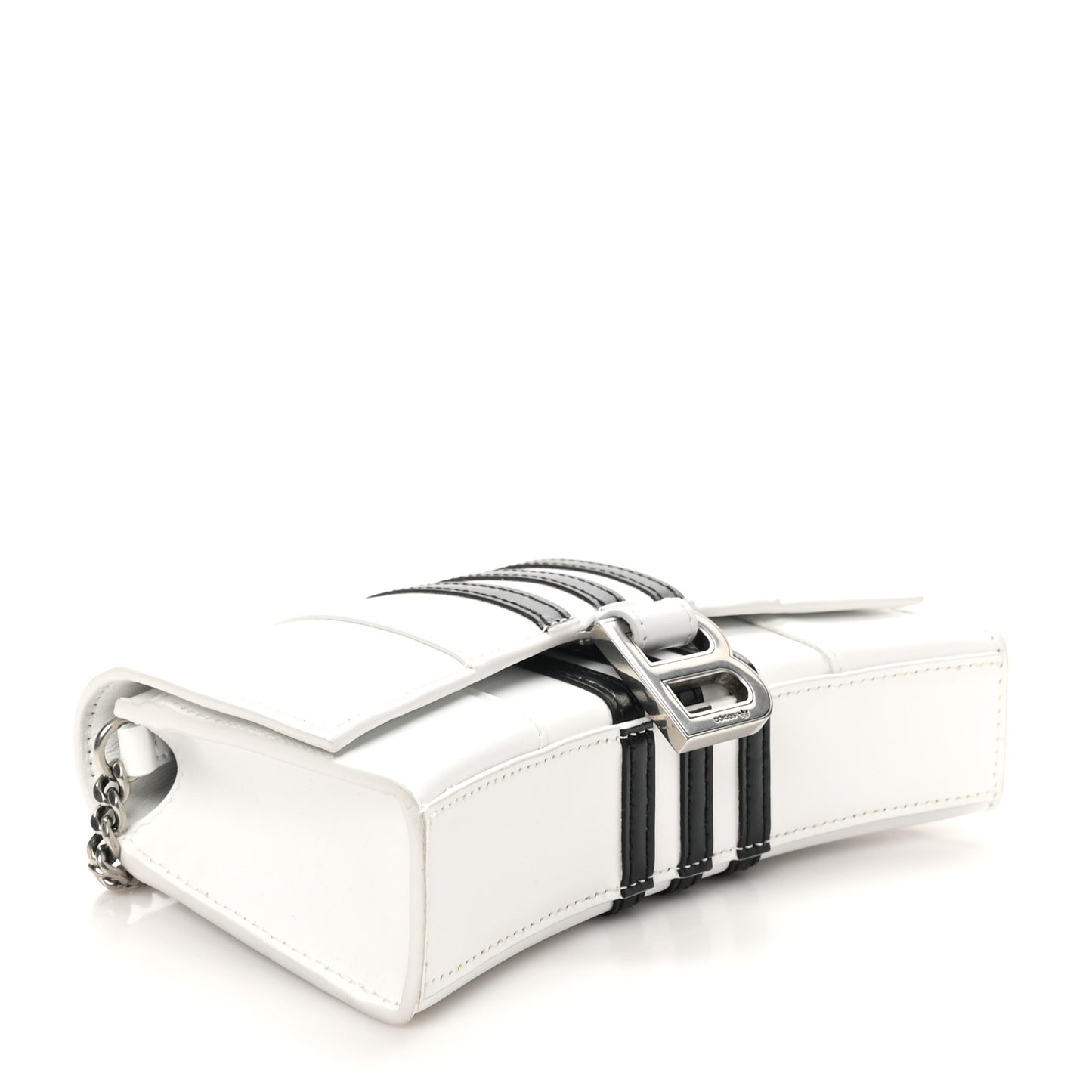 X ADIDAS Box Calfskin Hourglass Chain Bag White