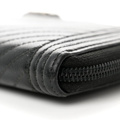 Chanel Caviar Chevron Quilted Zip Around Boy Wallet Black 9 of 11