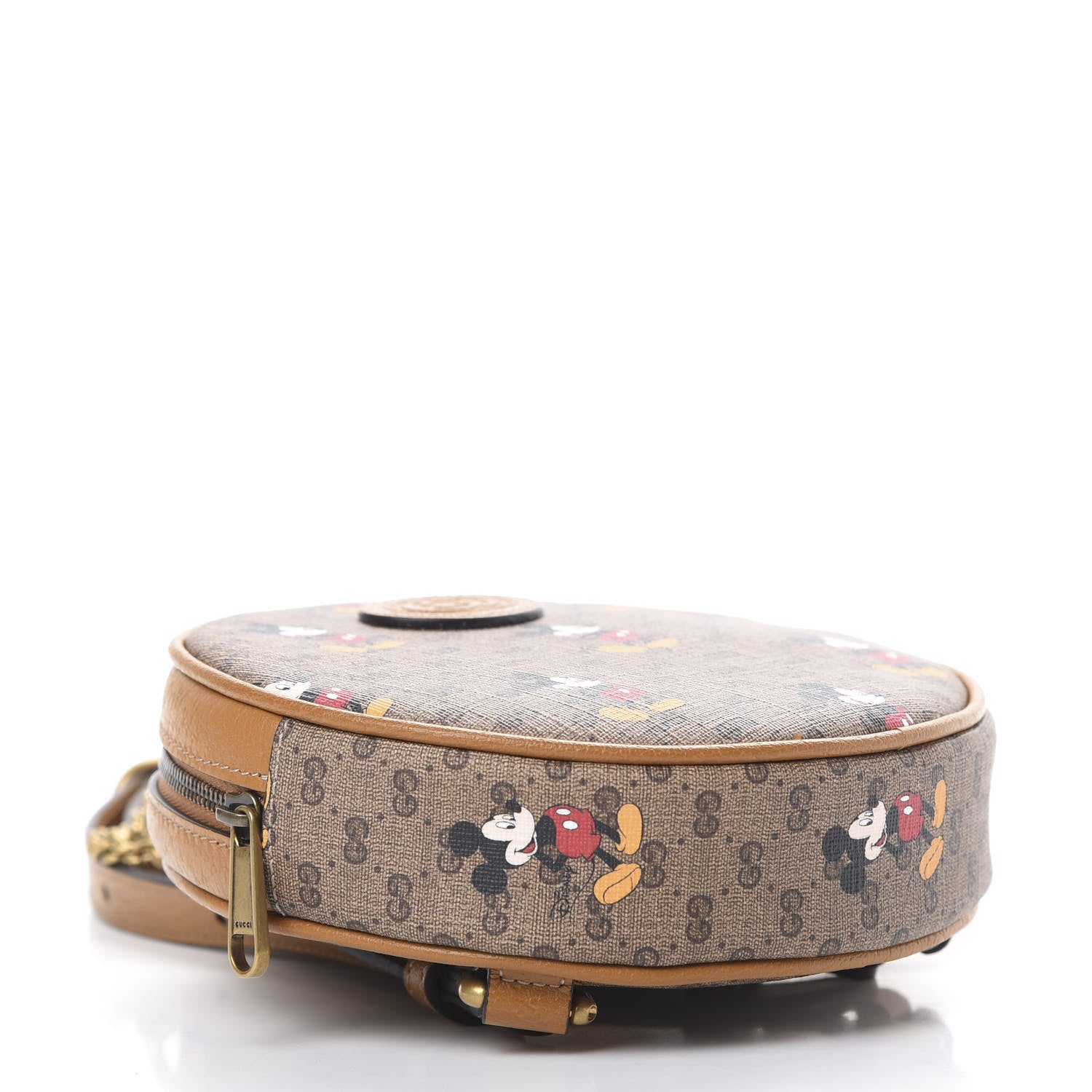 Gucci X DISNEY Mini Vintage GG Supreme Monogram Mickey Mouse Round Backpack Beige Vintage Sun Oil 3 of 11