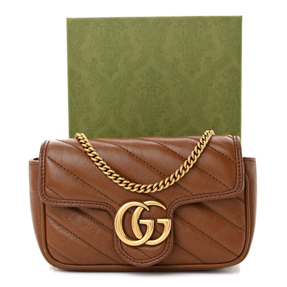 Gucci Azalea Calfskin Matelasse Diagonal Super Mini GG Marmont Shoulder Bag Cuir 12 of 12