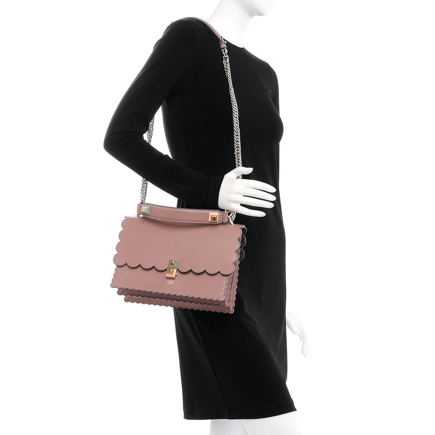 Vitello Liberty Scalloped Studded Kan I Shoulder Bag English Rose
