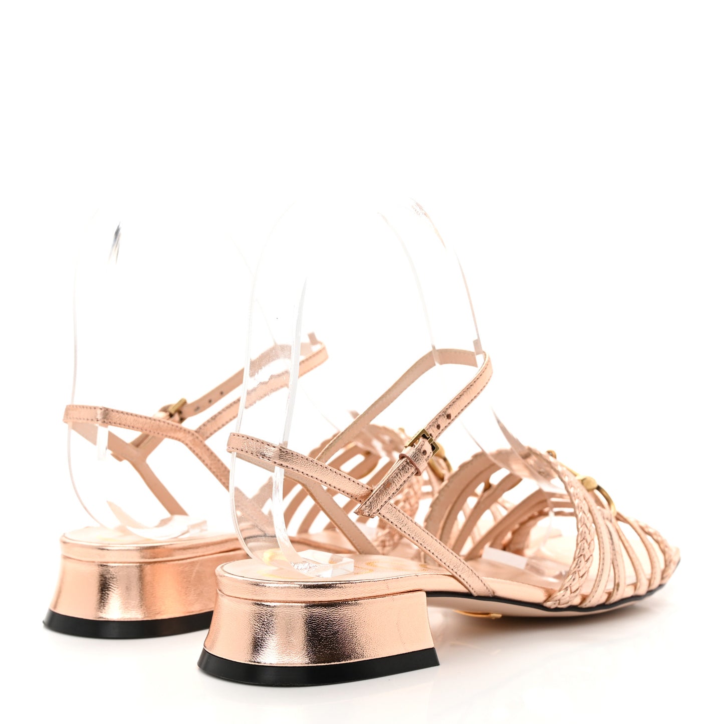Metallic Nappa Braided Ketty Horsebit Sandals 35 Salmone