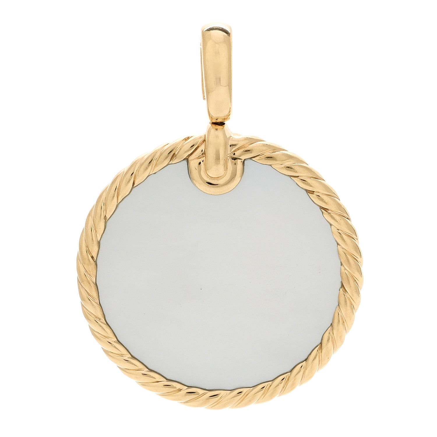 David Yurman 18K Yellow Gold Black Onyx Mother of Pearl Elements Disc Pendant 1 of 4