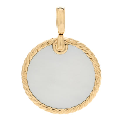 David Yurman 18K Yellow Gold Black Onyx Mother of Pearl Elements Disc Pendant 1 of 4