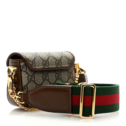Gucci GG Supreme Monogram Azalea Calfskin Web Horsebit 1955 Wallet On Strap Beige Ebony Brown Sugar 3 of 9