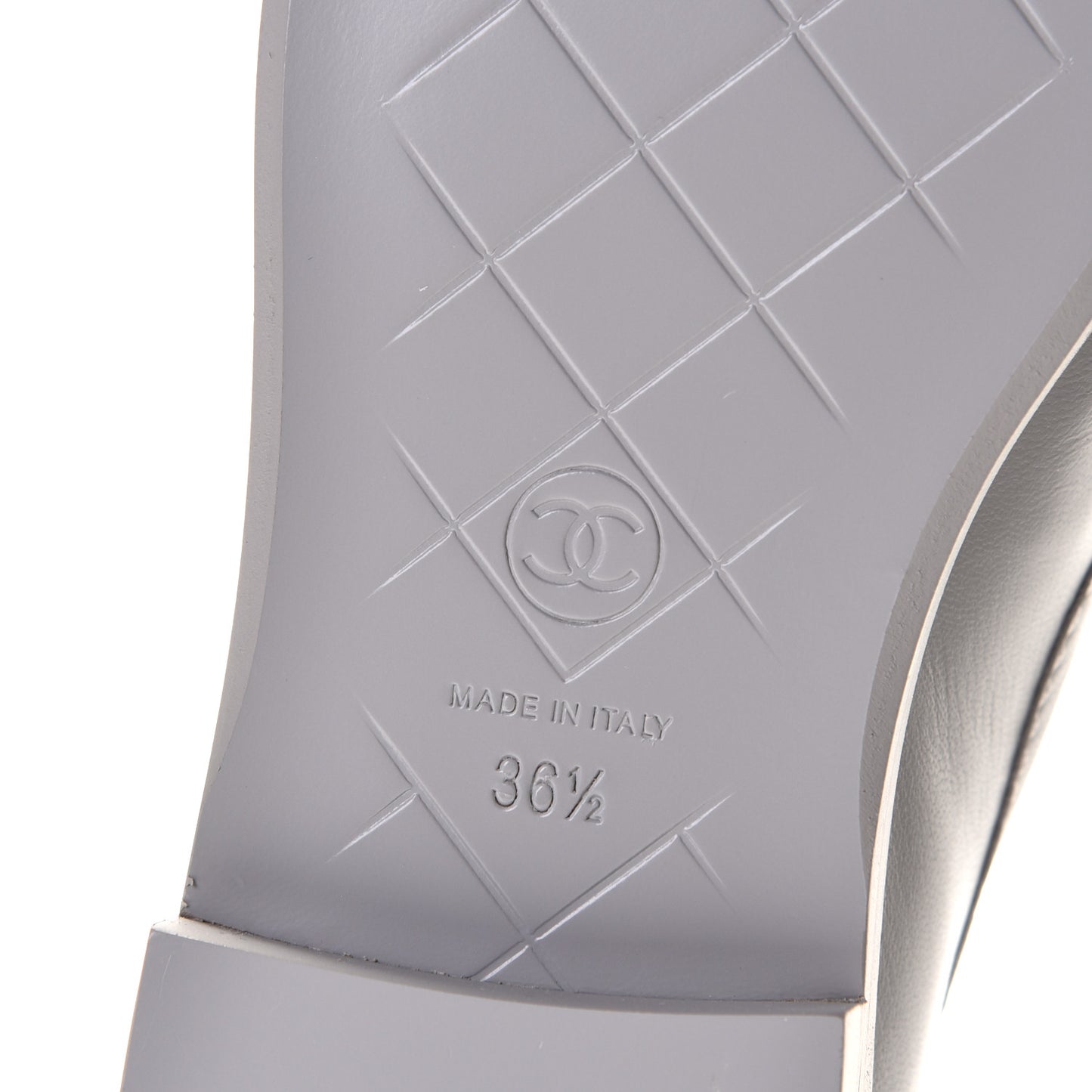 Lambskin Quilted CC Turnlock Loafers 36.5 Grey